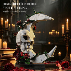 No license K70004 Xếp hình lắp ráp ghép mô hình Dark Gothic: Hoa hồng mặt trăng xương