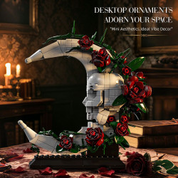 No license K70004 Xếp hình lắp ráp ghép mô hình Dark Gothic: Hoa hồng mặt trăng xương
