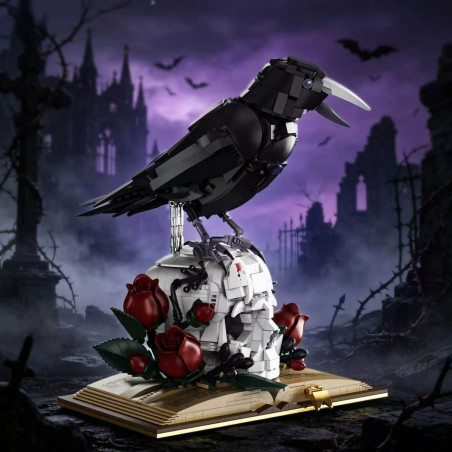 YoLeXi 33138 Gothic Crow Skull Xếp hình lắp ráp ghép mô hình Sách Sọ Quạ