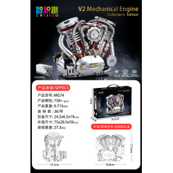 wisdom MG74 V2 Mechanical Engine Xếp hình lắp ráp ghép mô hình Động cơ xe máy Harley