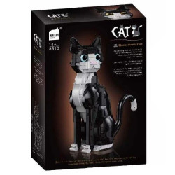 Mentojoy 8813 Cat Xếp hình lắp ráp ghép mô hình Mèo đen trắng nheo mắt
