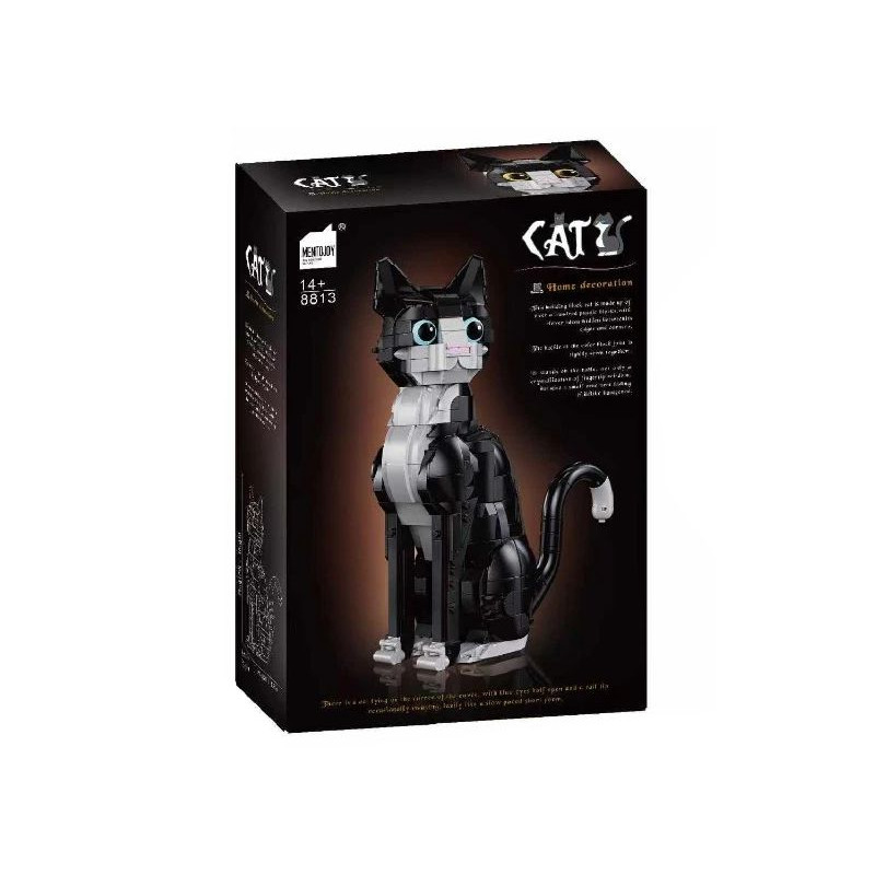 Mentojoy 8813 Cat Xếp hình lắp ráp ghép mô hình Mèo đen trắng nheo mắt