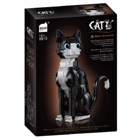Mentojoy 8813 Cat Xếp hình lắp ráp ghép mô hình Mèo đen trắng nheo mắt