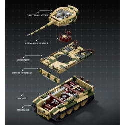 Tikka TK8003 PANZER VI TIGER S33 Xếp hình lắp ráp ghép mô hình xe tăng Fuhu