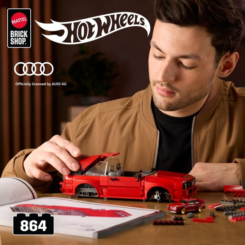 Mattel Brick Shop JLK39 Hot Wheels ’84 Audi Sport Quattro Xếp hình lắp ráp ghép mô hình Elite Hot Wheels 1984 Audi Sport 4WD 1:16