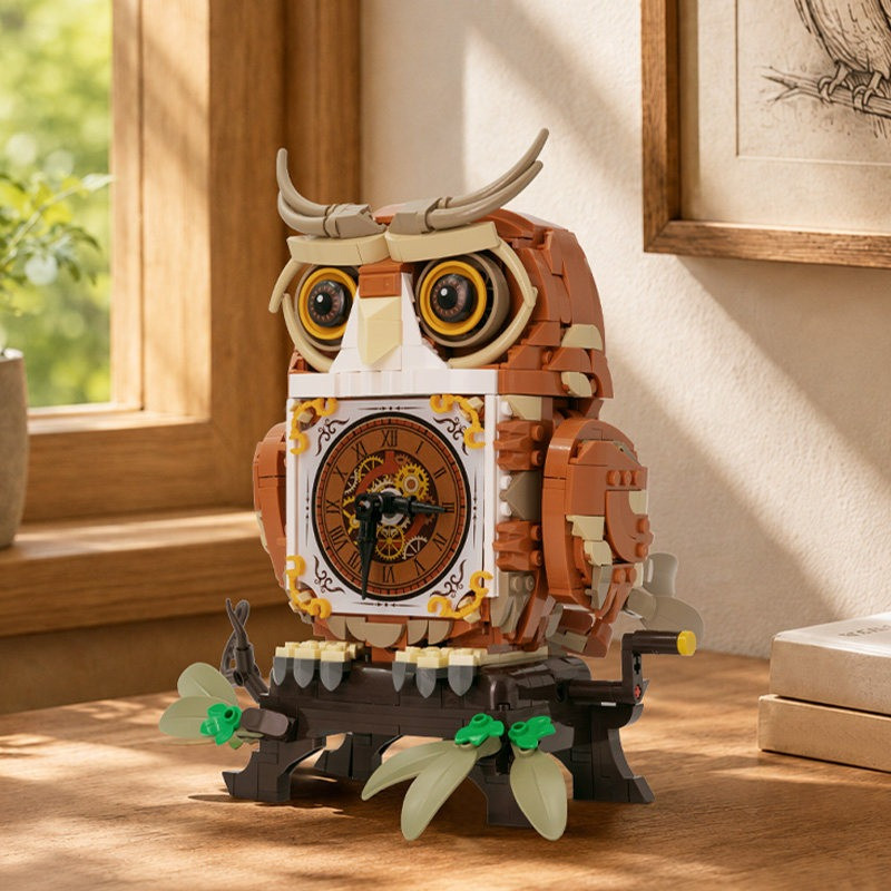 Pantasy 85051 Owl Clock Xếp hình lắp ráp ghép mô hình đồng hồ cú