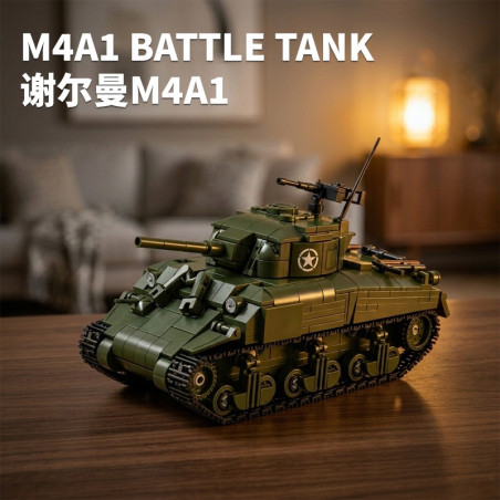 Le Yi 66108 M4A1 Battle Tank Xếp hình lắp ráp ghép mô hình Xe tăng hạng trung Sherman M4A1