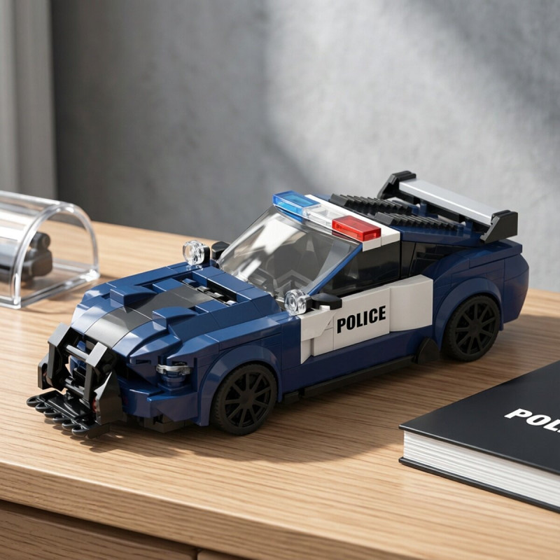 Onebrick OB-1025 Xếp hình lắp ráp ghép mô hình Xe cảnh sát Ford Mustang chặn đường