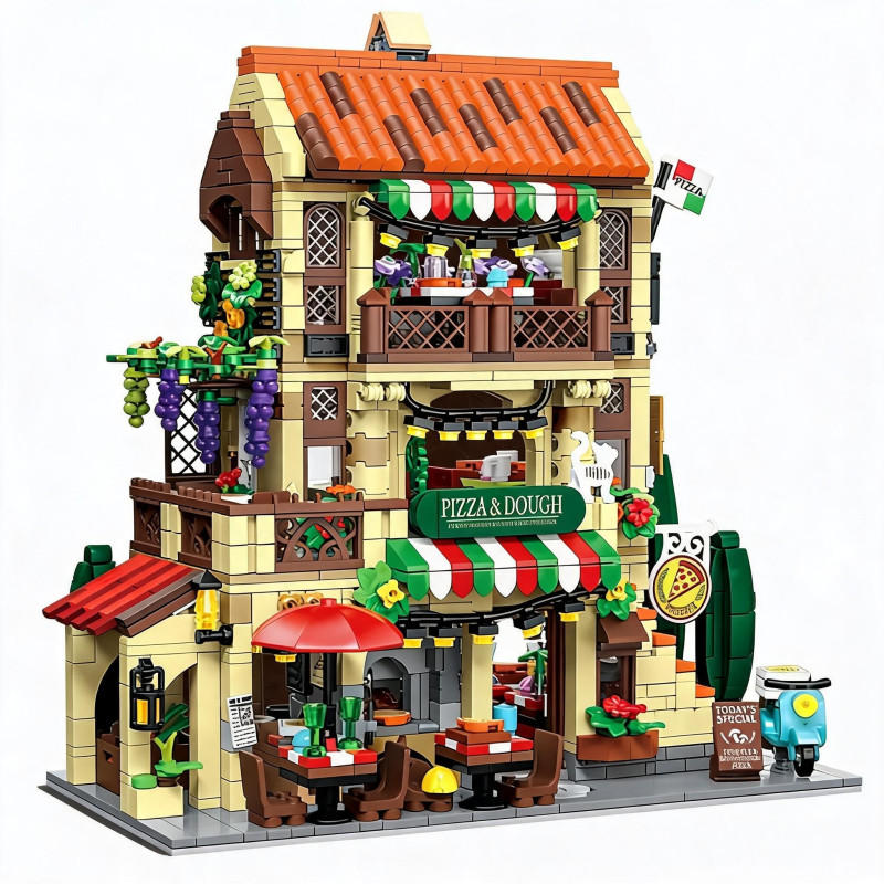 MORKMODEL MORK UrGe XMORK 20126 Pizza Shop Xếp hình lắp ráp ghép mô hình cửa hàng pizza