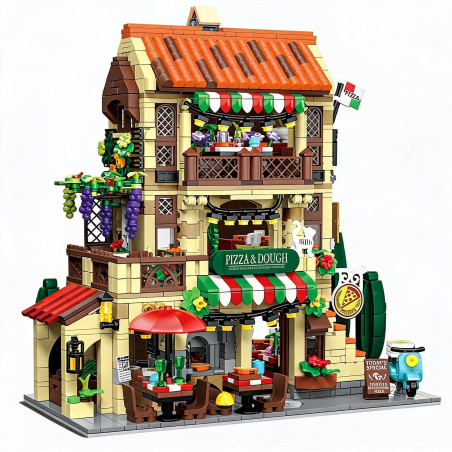 MORKMODEL MORK UrGe XMORK 20126 Pizza Shop Xếp hình lắp ráp ghép mô hình cửa hàng pizza