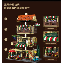 MORKMODEL MORK UrGe XMORK 20126 Pizza Shop Xếp hình lắp ráp ghép mô hình cửa hàng pizza