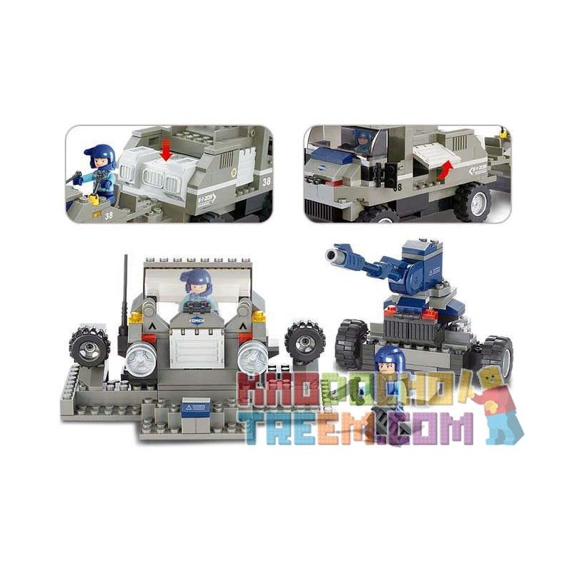 SLUBAN M38-B0200 B0200 0200 M38B0200 38-B0200 Xếp hình kiểu  SWAT SPECIAL FORCE Artillery Tractor Xe Tải Kéo Pháo 232 khối