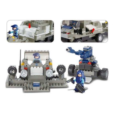 SLUBAN M38-B0200 B0200 0200 M38B0200 38-B0200 Xếp hình kiểu  SWAT SPECIAL FORCE Artillery Tractor Xe Tải Kéo Pháo 232 khối