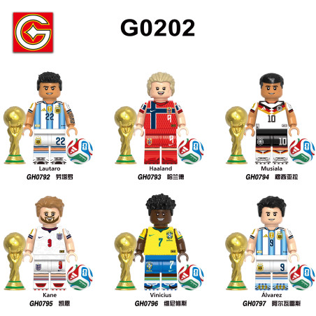 G brand G0202 G brand GH0792 G brand GH0793 G brand GH0794 G brand GH0795 G brand GH0796 G brand GH0797 Xếp hình lắp ráp ghép mô hình Nhân vật cầu thủ bóng đá 6 loại