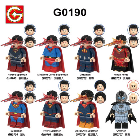 G brand G0190 G brand GH0700 G brand GH0701 G brand GH0702 G brand GH0703 G brand GH0704 G brand GH0705 G brand GH0706 G brand GH0707 Superman Xếp hình lắp ráp ghép mô hình Nhân vật siêu nhân 8 kiểu