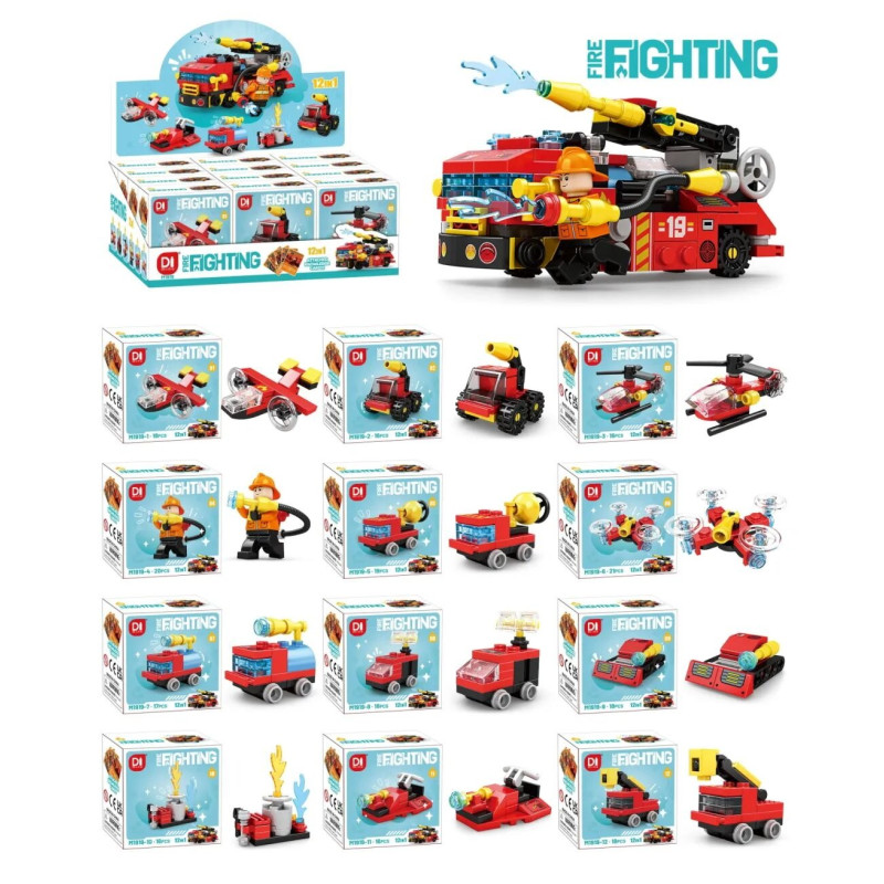 minGDi LEIBAO M1919 Xếp hình lắp ráp ghép mô hình Tổ hợp xe cứu hỏa 12 tổ hợp