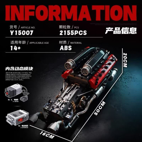 EIKEE Y15007 Xếp hình lắp ráp ghép mô hình Động cơ Ferrari V12