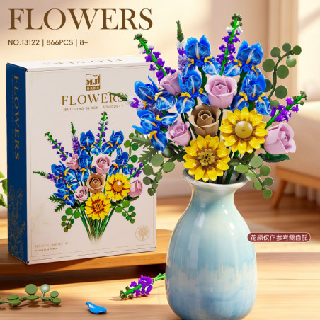 Beautiful and 13122 Xếp hình lắp ráp ghép mô hình bó hoa iris