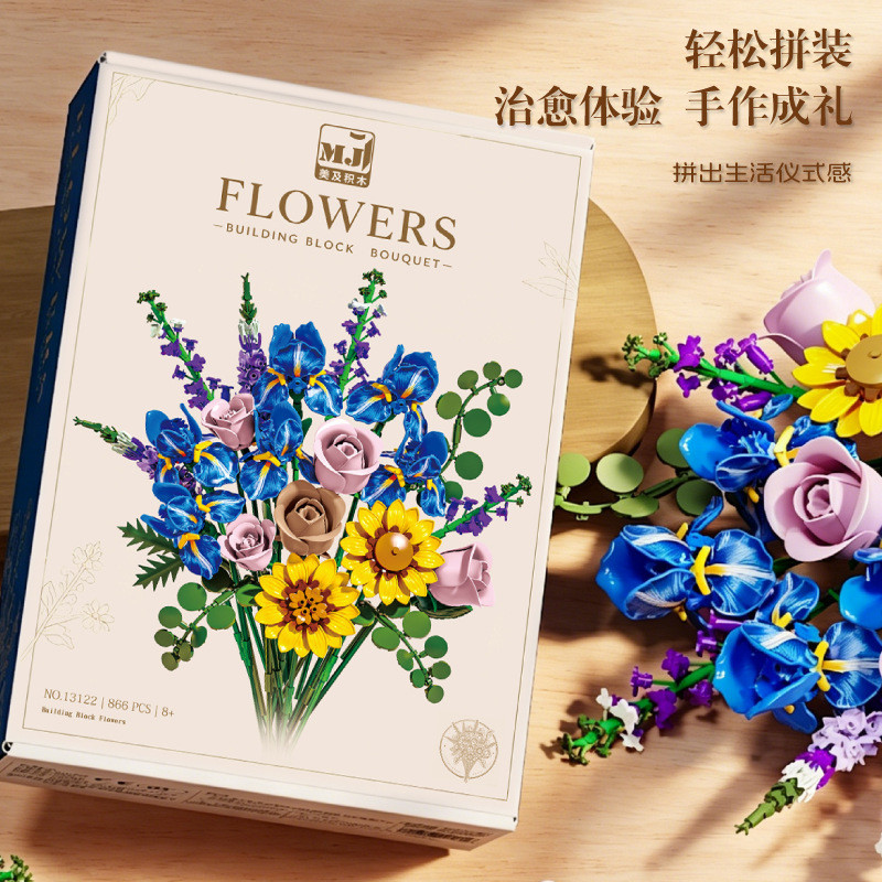 Beautiful and 13122 Xếp hình lắp ráp ghép mô hình bó hoa iris