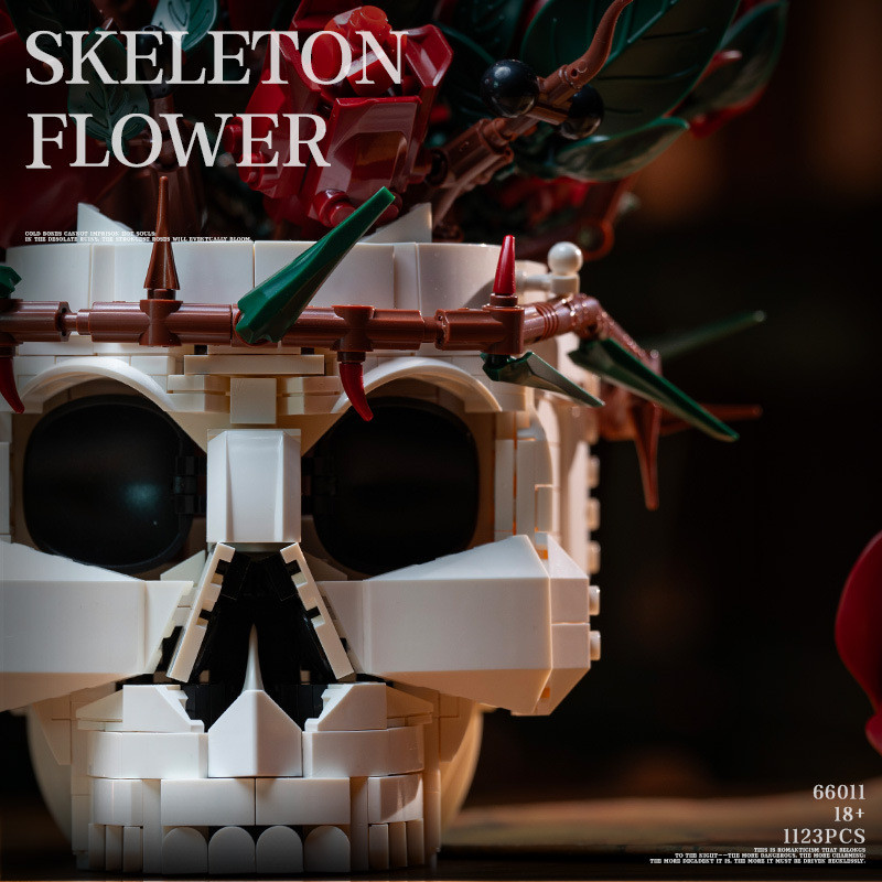 No license 66011 Skeleton Flower Xếp hình lắp ráp ghép mô hình hoa hồng sọ