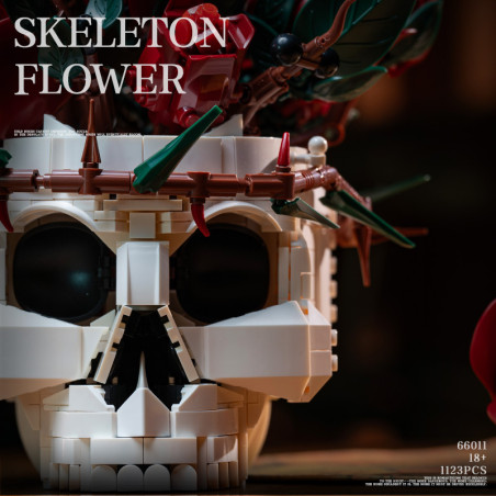 No license 66011 Skeleton Flower Xếp hình lắp ráp ghép mô hình hoa hồng sọ