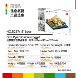 WANGE LIGAO Dr.Luck 5257 Giza Pyramids, Cairo, Egypt Xếp hình lắp ráp ghép mô hình Kim tự tháp Giza, Cairo, Ai Cập