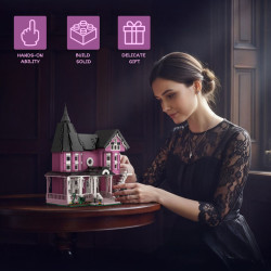 Amazing Block 80015 Pink Victorian House Xếp hình lắp ráp ghép mô hình Bungalow kiểu Victoria màu hồng