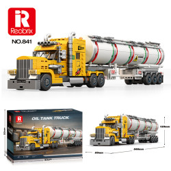 Reobrix 841 Oil Tank Truck Xếp hình lắp ráp ghép mô hình Xe tải hạng nặng đầu dài của Mỹ