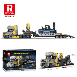 Reobrix 842 Trailer Truck Xếp hình lắp ráp ghép mô hình Xe kéo hạng nặng