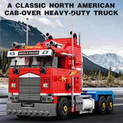 Reobrix 843 Semi-Truck With Trailer Xếp hình lắp ráp ghép mô hình Xe tải hạng nặng đầu phẳng cổ điển Bắc Mỹ