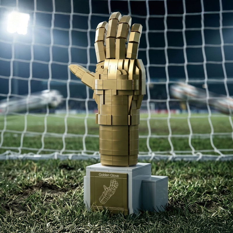 Amazing Block AB50009 Football Champion Trophy Set (Boot & Glove) Xếp hình lắp ráp ghép mô hình giày bóng đá vàng găng tay vàng