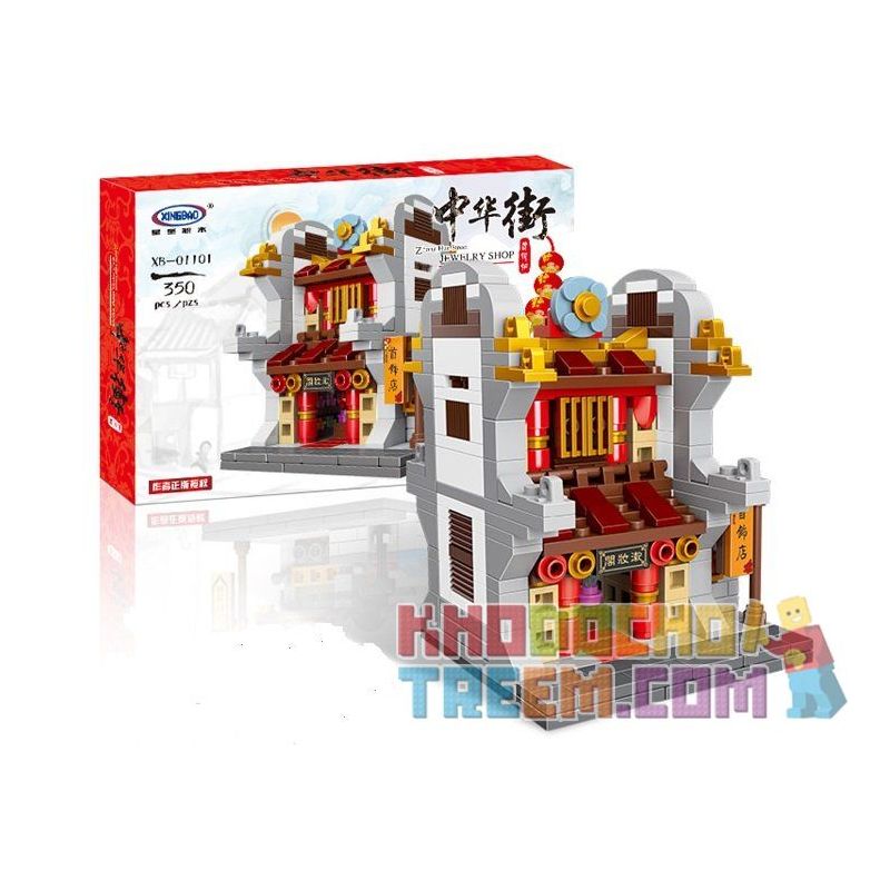 XINGBAO XB-01101 01101 XB01101 non  TIỆM THUỐC KHÁCH ĐIẾM TRANG SỨC LÒ RÈN bộ đồ chơi xếp lắp ráp ghép mô hình Mini Modular ZHONG HUA STREET Đường Phố Thu Nhỏ 1393 khối