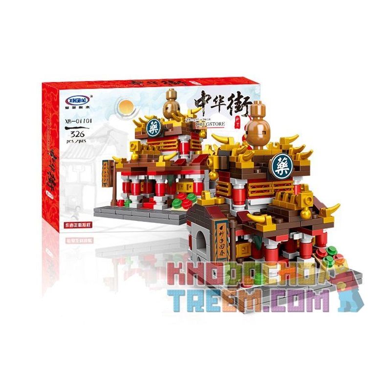 XINGBAO XB-01101 01101 XB01101 non  TIỆM THUỐC KHÁCH ĐIẾM TRANG SỨC LÒ RÈN bộ đồ chơi xếp lắp ráp ghép mô hình Mini Modular ZHONG HUA STREET Đường Phố Thu Nhỏ 1393 khối
