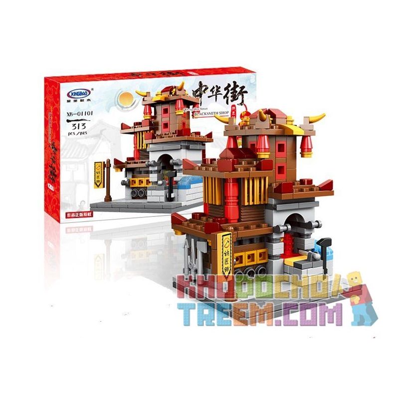 XINGBAO XB-01101 01101 XB01101 non  TIỆM THUỐC KHÁCH ĐIẾM TRANG SỨC LÒ RÈN bộ đồ chơi xếp lắp ráp ghép mô hình Mini Modular ZHONG HUA STREET Đường Phố Thu Nhỏ 1393 khối