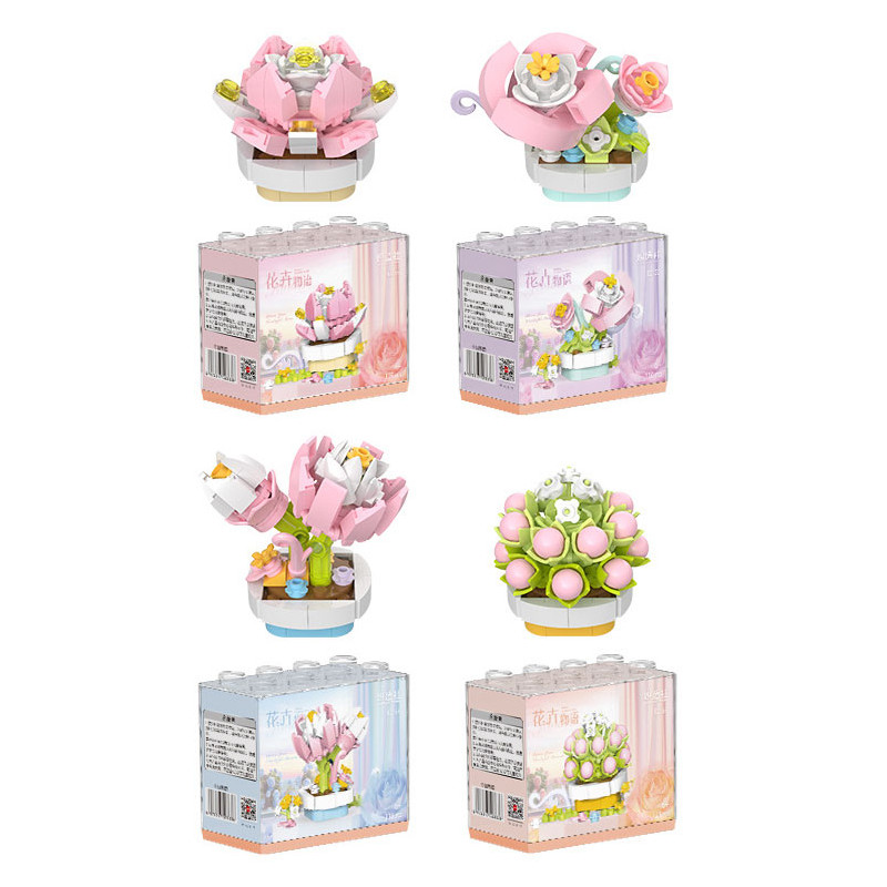 Kozosha B2155 Xếp hình lắp ráp ghép mô hình Thiên đường thú cưng dễ thương: Câu chuyện hoa 4 mẫu