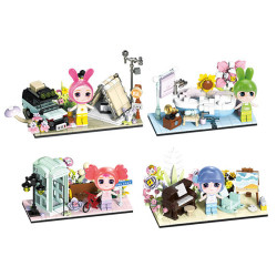 Kozosha B2156 Xếp hình lắp ráp ghép mô hình My Little Time 4 mẫu: cắm trại hoàng hôn, bồn tắm hoa, gian hàng cảnh đường phố, giờ giải trí
