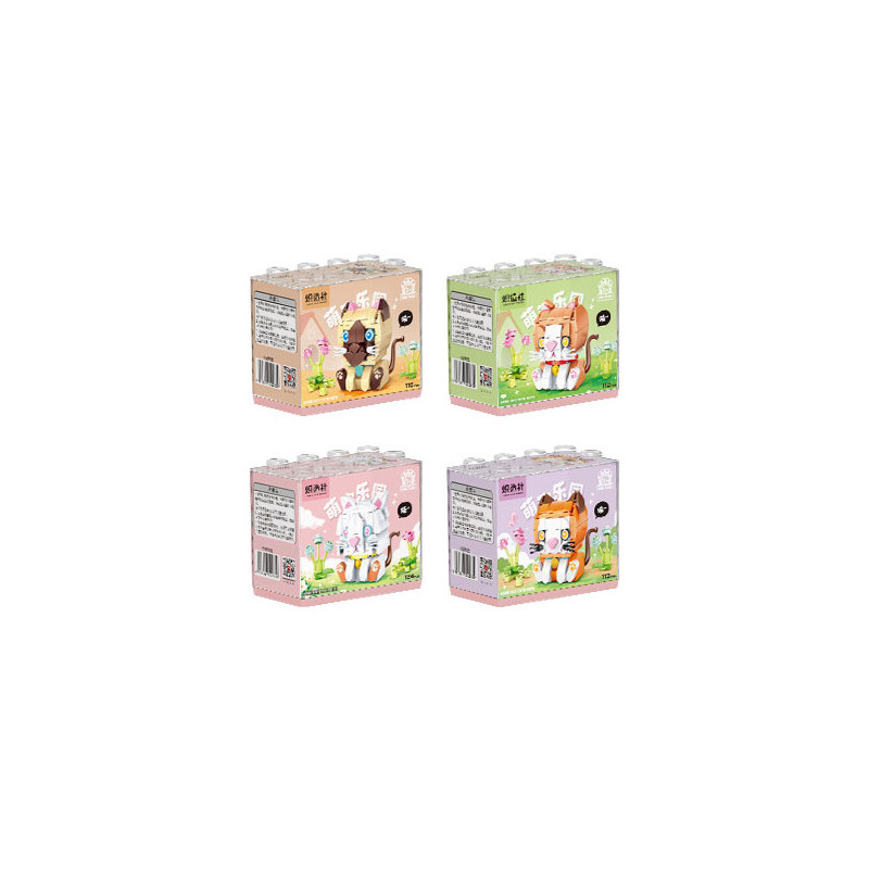Kozosha B2158 Xếp hình lắp ráp ghép mô hình Thiên đường thú cưng dễ thương: 4 loại mèo dễ thương