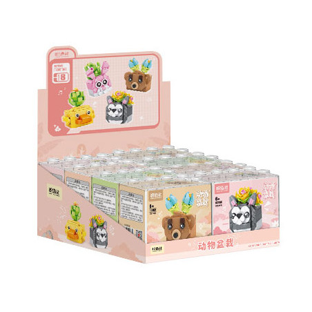 Kozosha B2159 Xếp hình lắp ráp ghép mô hình Thiên đường thú cưng dễ thương: 4 loại chậu cây hình thú