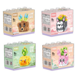 Kozosha B2159 Xếp hình lắp ráp ghép mô hình Thiên đường thú cưng dễ thương: 4 loại chậu cây hình thú