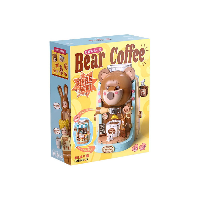 Femibox S34002 Bear Coffee Xếp hình lắp ráp ghép mô hình máy pha cà phê gấu