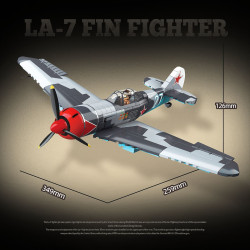 QUANGUAN 100286 LA-7 Fin Fighter Xếp hình lắp ráp ghép mô hình tiêm kích La-7