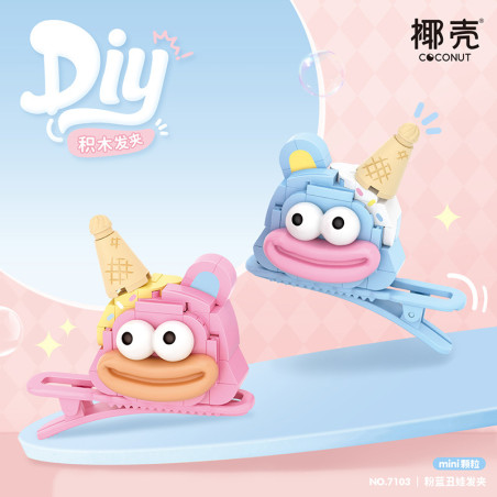 Coconut 7103 Xếp hình lắp ráp ghép mô hình Kẹp tóc em bé xấu xí màu hồng và xanh
