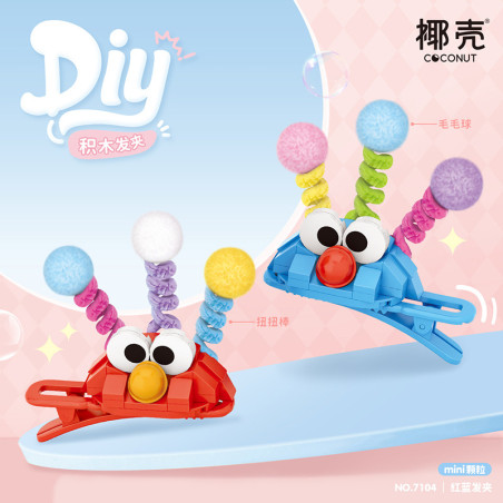 Coconut 7104 Xếp hình lắp ráp ghép mô hình kẹp tóc màu đỏ và màu xanh