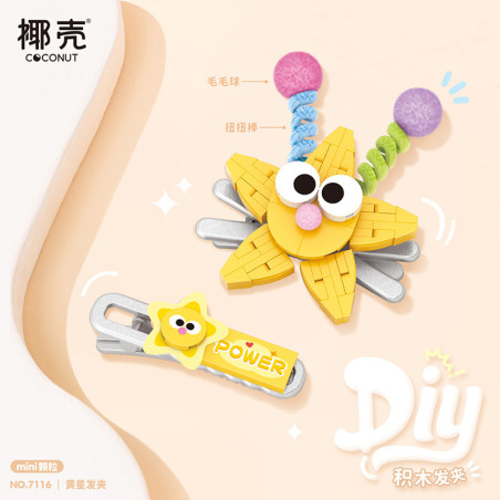 Coconut 7116 Xếp hình lắp ráp ghép mô hình kẹp tóc ngôi sao vàng