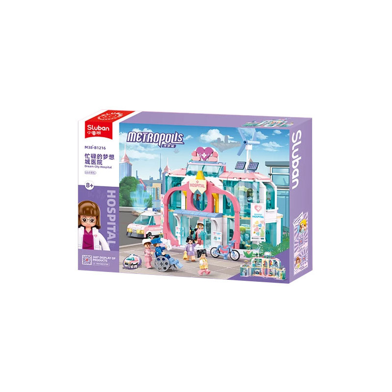 Sluban M38-B1216 Dream City Hospital Xếp hình lắp ráp ghép mô hình Thành phố mơ ước: Bệnh viện thành phố mơ ước sầm uất