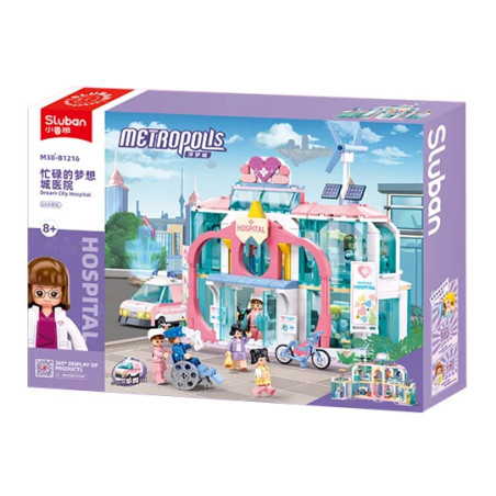 Sluban M38-B1216 Dream City Hospital Xếp hình lắp ráp ghép mô hình Thành phố mơ ước: Bệnh viện thành phố mơ ước sầm uất