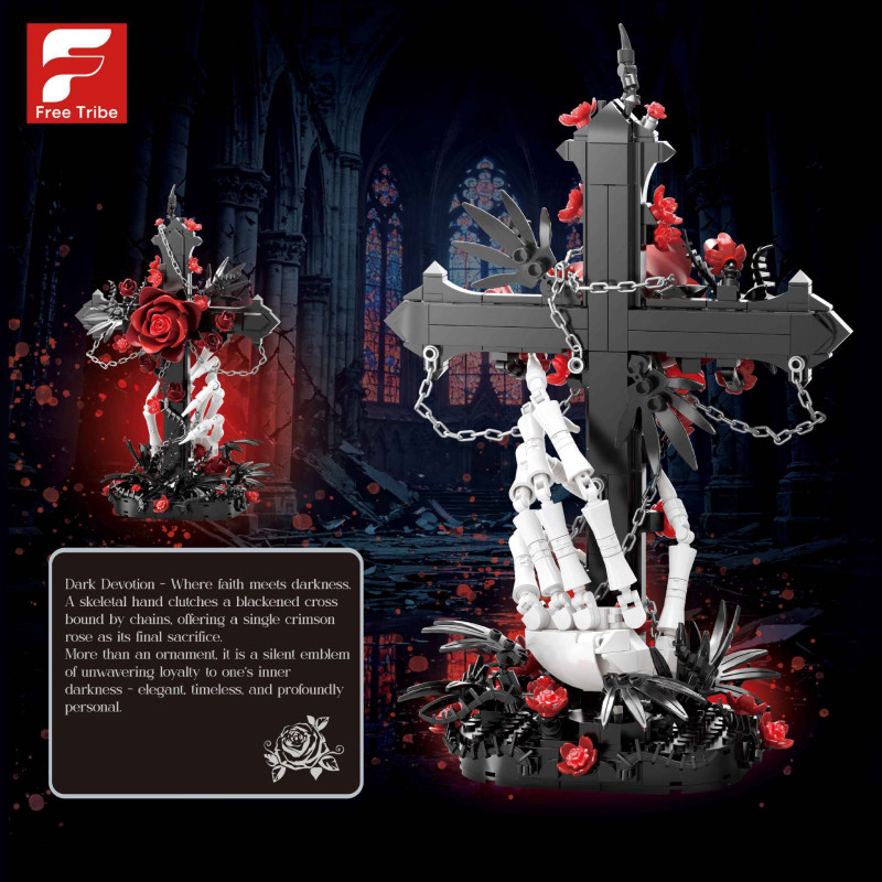 Free Tribe 11047 Dark Devotion Xếp hình lắp ráp ghép mô hình Bone Lock Scarlet Oath Lời thề đỏ Hoa hồng chéo