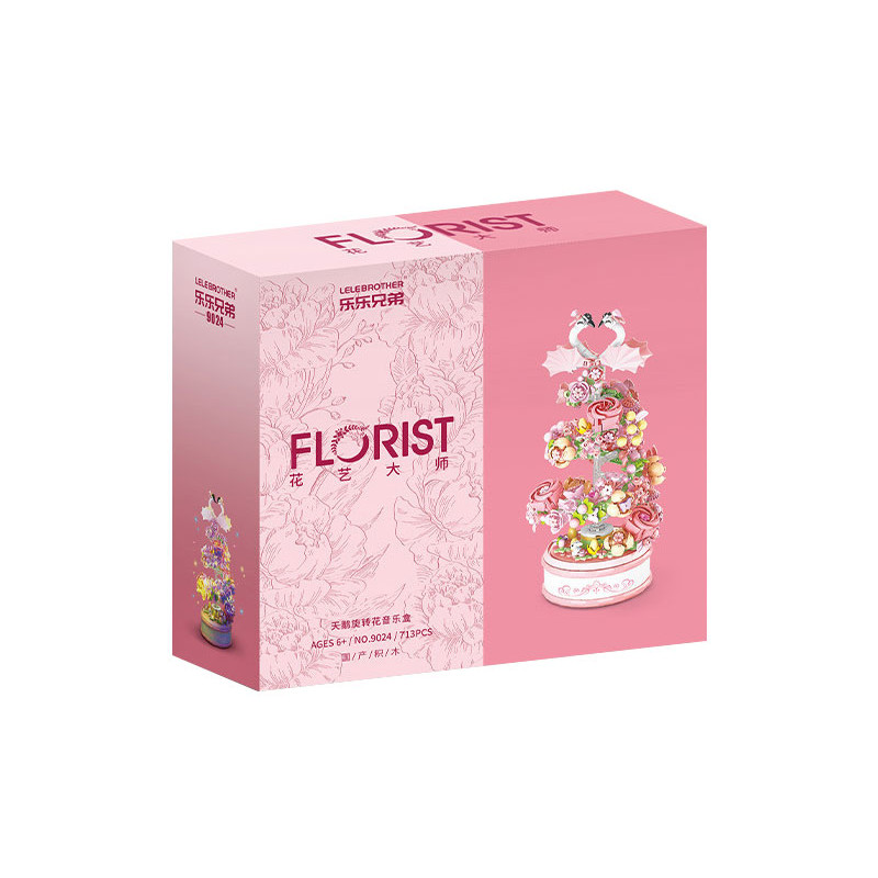 LELE BROTHER 9024 Florist Xếp hình lắp ráp ghép mô hình Bậc thầy về hoa: Hộp nhạc xoay hoa thiên nga