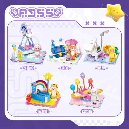 WISE BLOCK AULDEY HA392204 Xếp hình lắp ráp ghép mô hình Yuanmeng Star: Tham khảo 5 mô hình của Star Dream Plaza: thủy phi cơ, bể bơi, bập bênh, máy chơi game, đàn piano