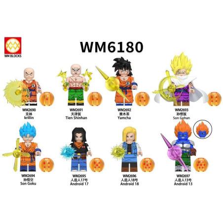 WM WM6180 WM WM2690 WM WM2691 WM WM2692 WM WM2693 WM WM2694 WM WM2695 WM WM2696 WM WM2697 Dragon Ball Xếp hình lắp ráp ghép mô hình Dragon Ball nhân vật nhỏ 8 loại